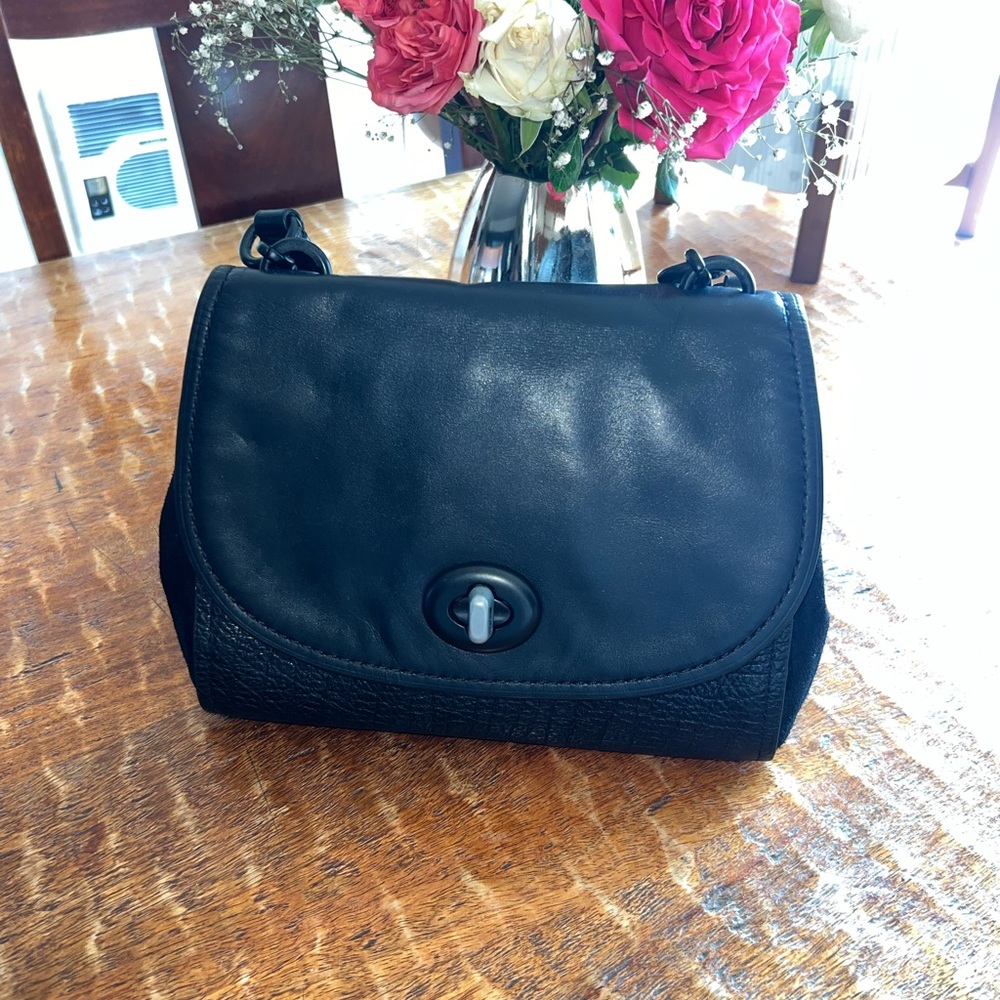 Coach Black Onyx Leather\Suede 'Faye' Satchel Bag